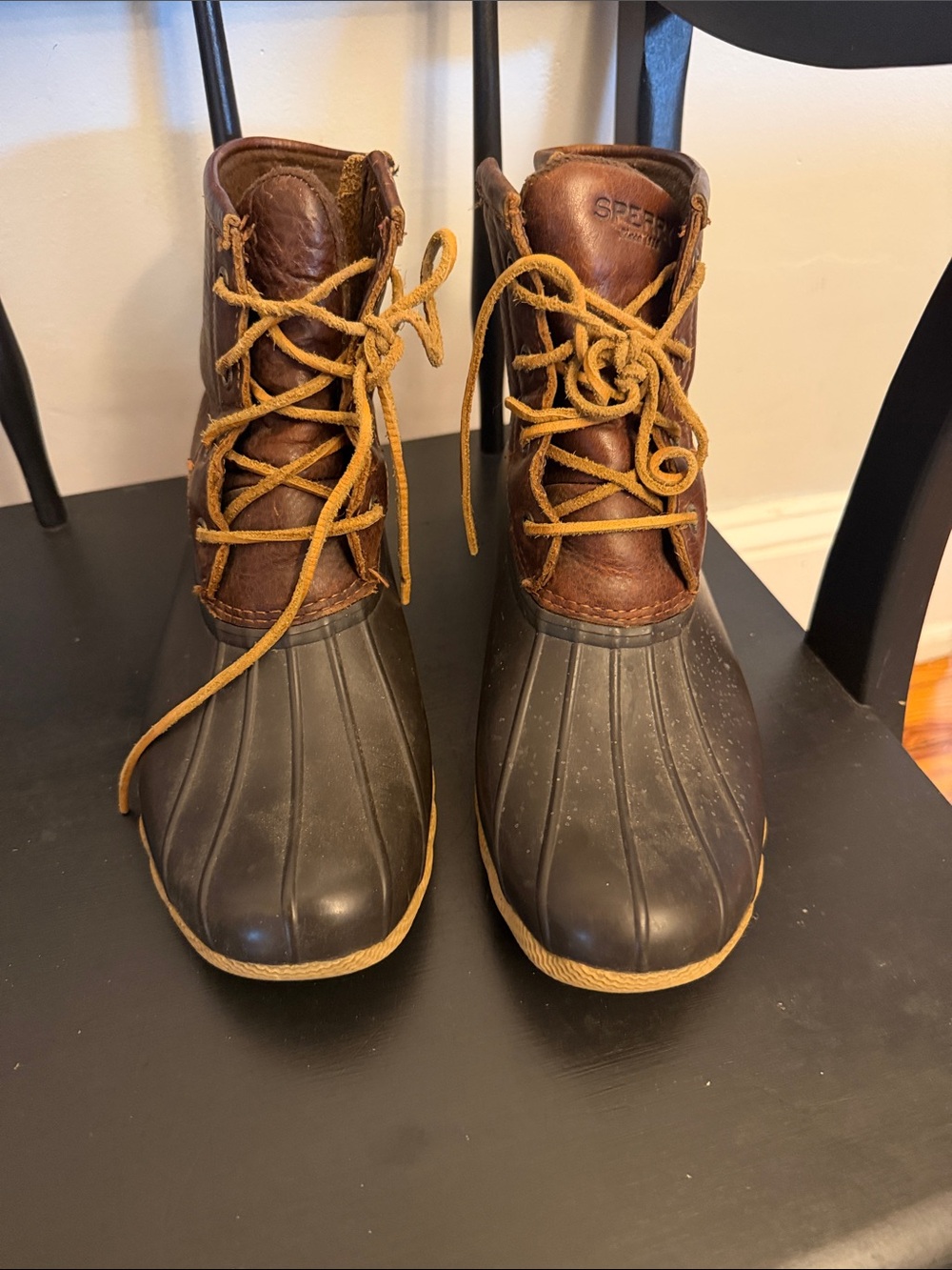 Sperry Brown Leather & Black Rubber Women’s Duck Boots